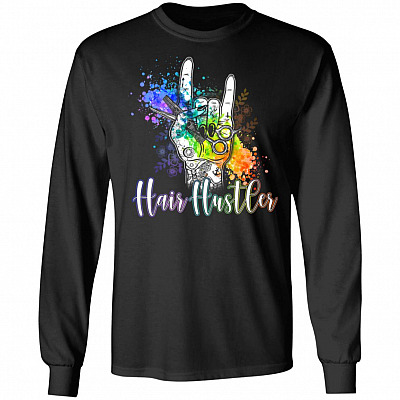 Hair Hustler Hair Stylist Barber Tattoo Hoodie - Sweatshirt - Long Sleeve Shirt