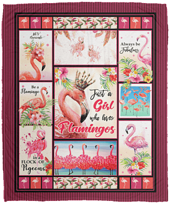 Just A Girl Who Loves Flamingos Fleece Blanket - Flamingo Lover Premium Sherpa Blanket - Woven Blanket