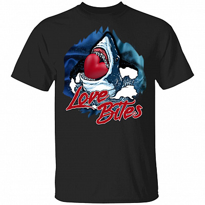 Love Bites Valentines Day Shark Funny T-Shirt