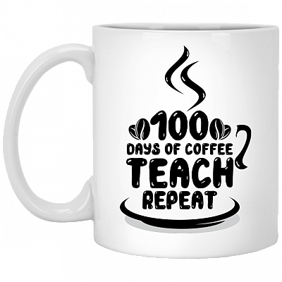 100 Days Of Coffee Teach Repeat Ceramic Coffee Mug - Beer Stein - Water Bottle - Color Changing Mug