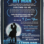 My Man I Have a Completely Fallen for You Fleece Blanket - Premium Sherpa Blanket - Woven Blanket