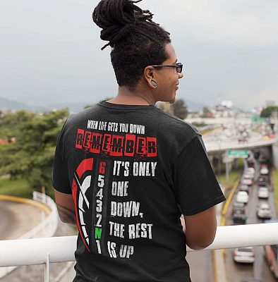 Alternative view of When Life Gets You Down Remember It's Only One Down  The Rest Is Up Print On Back T-Shirt