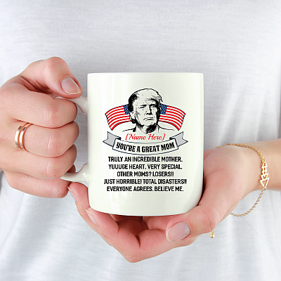 Alternative view of Personalized You're a Great Mom Truly an Incredible Mother Ceramic Coffee Mug - Beer Stein - Water Bottle