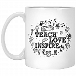 CubeBik Teach Love Inspire Ceramic Coffee Mug - Funny Teacher Mug