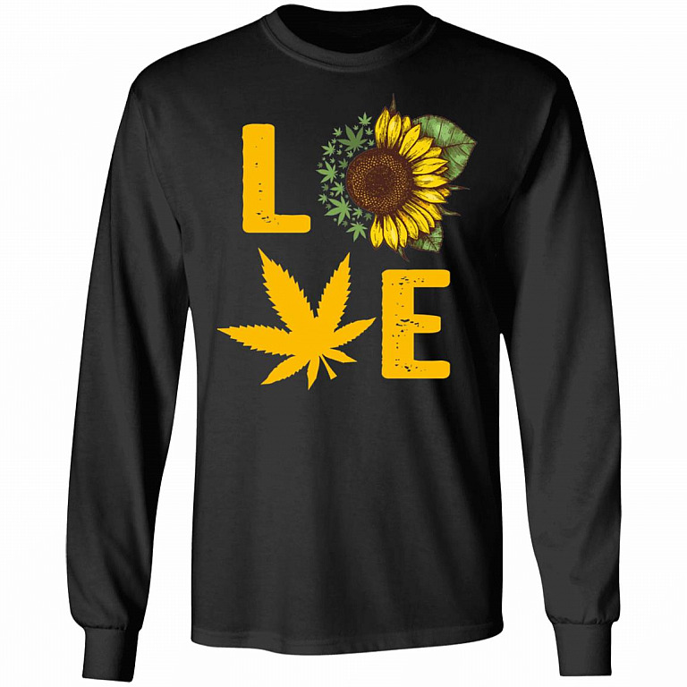 CubeBik Love Cannabis Sunflower Hoodie - Sweatshirt - Long Sleeve Shirt