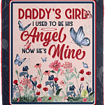 CubeBik Daddy's Girl I Used to Be His Angel Now He's Mine Fleece Blanket - Premium Sherpa Blanket - Woven Blanket