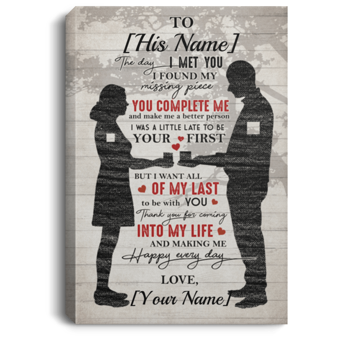 CubeBik Personalized the Day I Met You I Found My Missing Piece Gift for Him Framed Canvas Prints - Unframed Poster