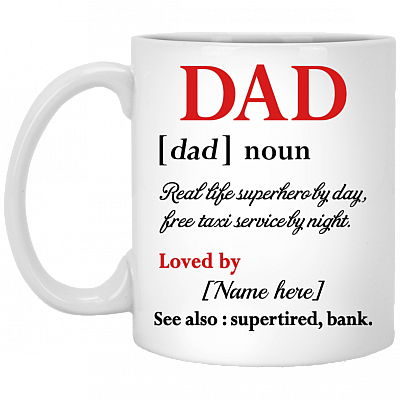 CubeBik Dad Definition Real Life Superhero By Day Free Taxi Service By Night Personalized Coffee Mug - Beer Stein