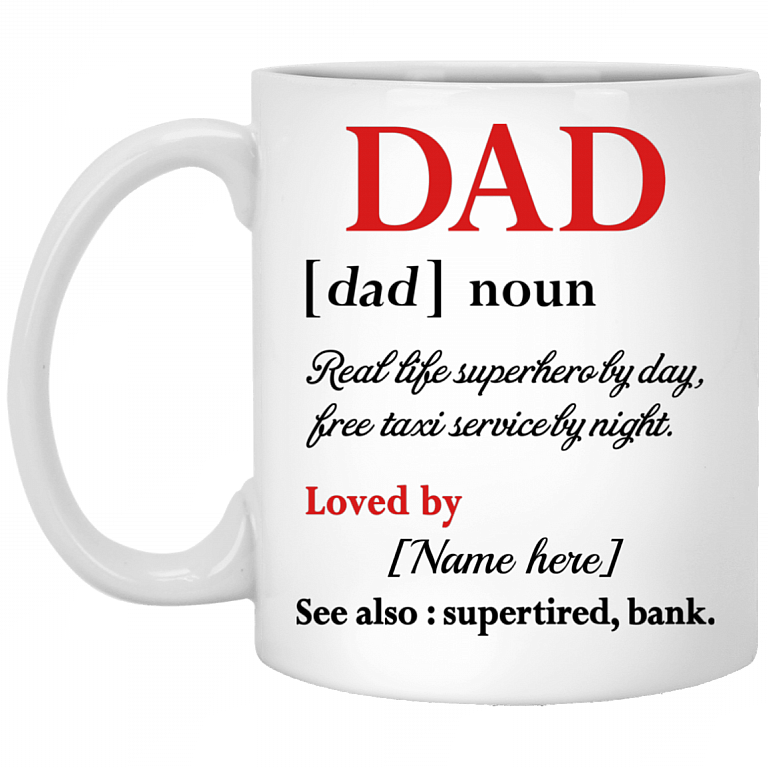 CubeBik Dad Definition Real Life Superhero By Day Free Taxi Service By Night Personalized Coffee Mug - Beer Stein