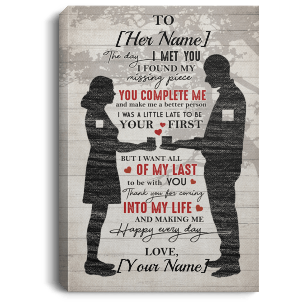 CubeBik Personalized the Day I Met You I Found My Missing Piece Gift for Her Framed Canvas Prints - Unframed Poster