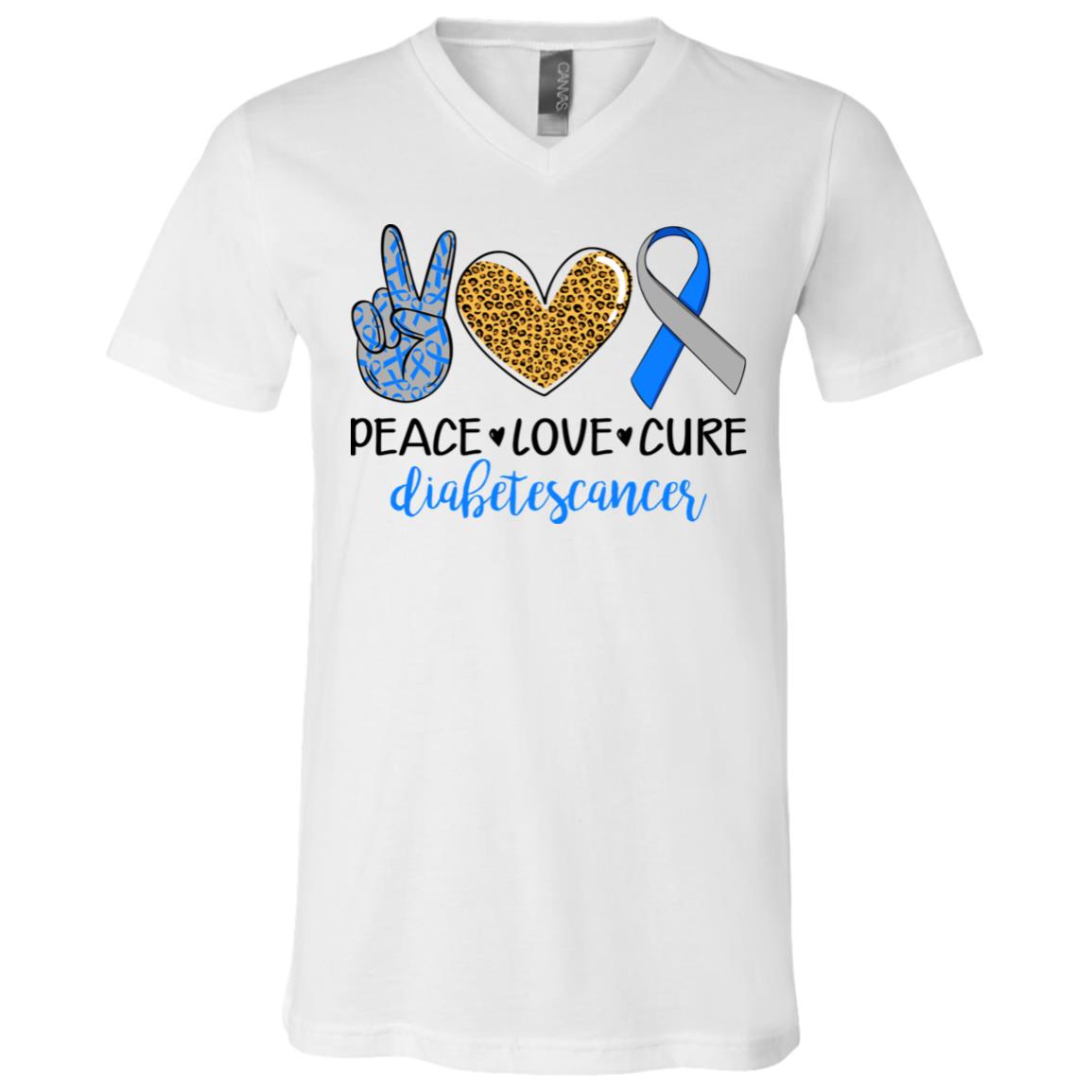 CubeBik Peace Love Cu-re Diabetes Cancer Awareness T-Shirt - V-Neck