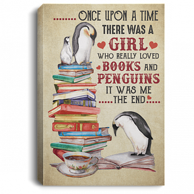 CubeBik Once Upon A Time There Was A Girl Who Really Loved Books And Penguins Framed Canvas - Unframed Poster