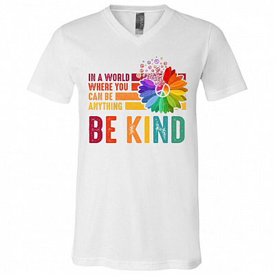 In A World Where You Can Be Anything Be Kind T-Shirt V-neck - Inspirational Be Human Choose Kindness Shirt