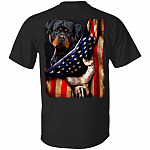 Rottweiler Dog Lover American Flag Print On Back Only - Plain Front T-Shirt - Rottweiler Gifts For Dog Lovers