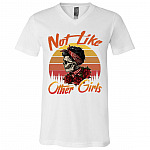 Dead Head Day Of The Dead Rose Red Skull T-Shirt V-neck - Not Like Other Girls Red Skull Saying Meme Shirt