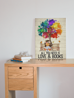 Alternative view of All You Need Is Love And Books Gallery Wrapped Framed Canvas Prints - Unframed Poster - Home Decor Wall Art