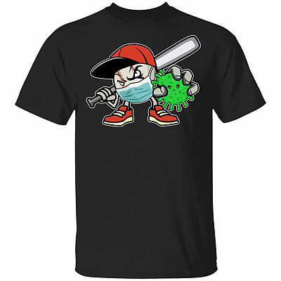 Baseball Kicking Away Coronavirus T-Shirt - Baseball Lover Shirt