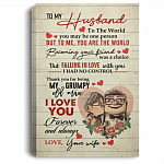 To My Husband To The World Framed Canvas - Unframed Poster