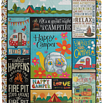 Happy Camper Camping Rules Funny Fleece Blanket - Sherpa Blanket - Woven Blanket