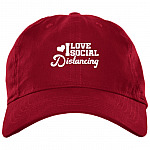 I Love So-cial Dis-tancing Twill Cap - High-Profile Snapback Hat - Trucker Hat