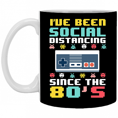 I've Been Social Distancing Since 80's 8-Bit Gamer Funny Quarantine Coffee Mug-Beer Stein-Water Bottle