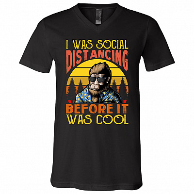 I Was Social Distancing Before It Was Cool Vintage Retro T-shirt - Bigfoot Sasquatch Self-Isolating Shirt