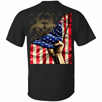 Quarantine America Flag Print On Back T-Shirt