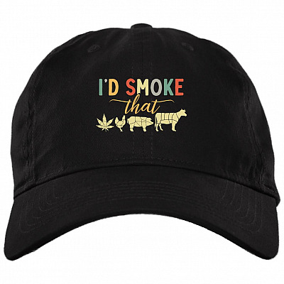 I'd Smoke That BBQ Funny 420 Day Twill Cap - High-Profile Snapback -Trucker Hat