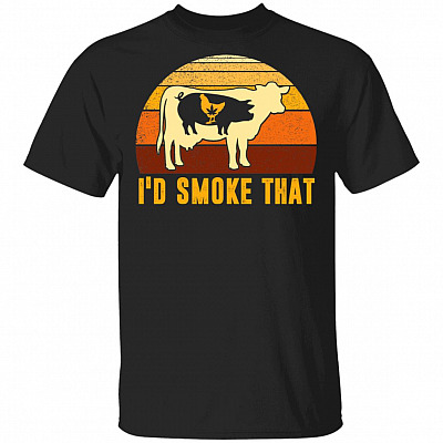 I'd Smoke That Vintage Funny BBQ Grilling Party T-Shirt V-neck - Smoker Gift Cigar Lovers Funny Smoking Shirt