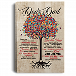 CubeBik Dear Dad I Want You to Know You Mean the World to Me Color Tree Framed Canvas Prints - Unframed Poster
