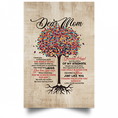 CubeBik Dear Mom I Want You to Know You Mean the World to Me Color Tree Framed Canvas Prints - Unframed Poster