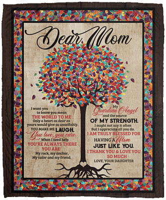 CubeBik Dear Mom I Want You to Know You Mean the World to Me Color Tree Fleece Blanket - Premium Sherpa Blanket
