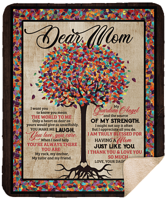 CubeBik Dear Mom I Want You to Know You Mean the World to Me Color Tree Fleece Blanket - Premium Sherpa Blanket