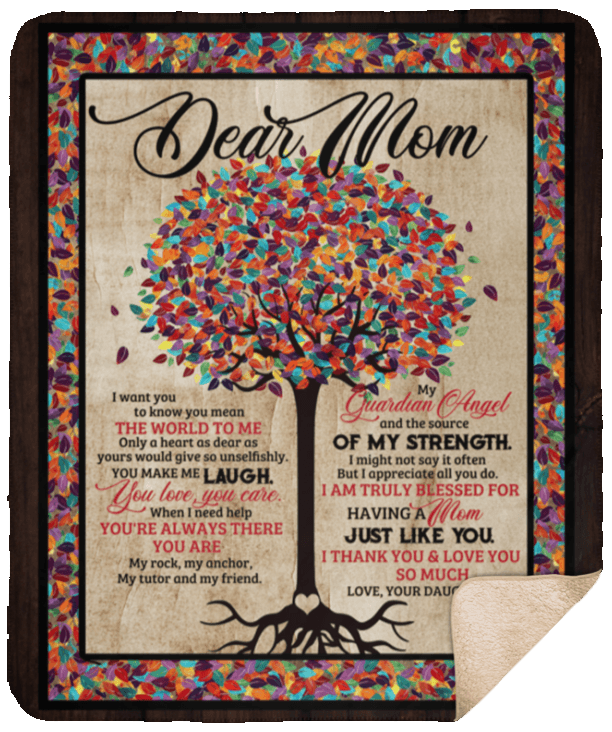 CubeBik Dear Mom I Want You to Know You Mean the World to Me Color Tree Fleece Blanket - Premium Sherpa Blanket