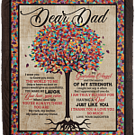 CubeBik Dear Dad I Want You to Know You Mean the World to Me Color Tree Fleece Blanket - Premium Sherpa Blanket