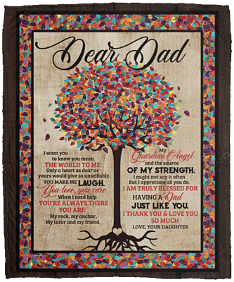 CubeBik Dear Dad I Want You to Know You Mean the World to Me Color Tree Fleece Blanket - Premium Sherpa Blanket