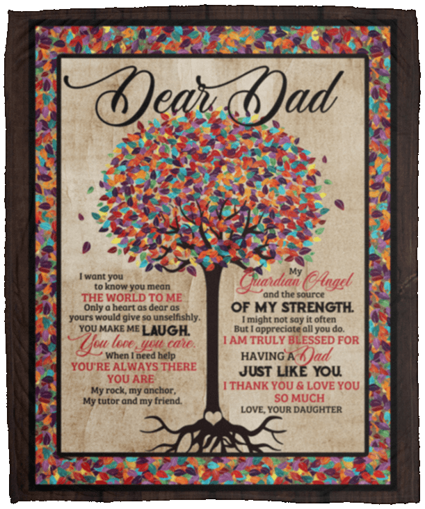 CubeBik Dear Dad I Want You to Know You Mean the World to Me Color Tree Fleece Blanket - Premium Sherpa Blanket