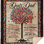CubeBik Dear Dad I Want You to Know You Mean the World to Me Color Tree Fleece Blanket - Premium Sherpa Blanket