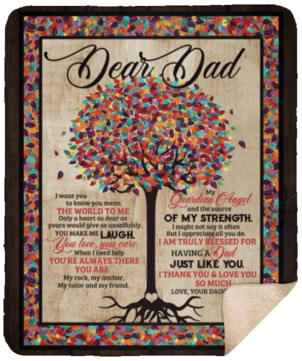 CubeBik Dear Dad I Want You to Know You Mean the World to Me Color Tree Fleece Blanket - Premium Sherpa Blanket