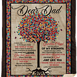 CubeBik Dear Dad I Want You to Know You Mean the World to Me Color Tree Fleece Blanket - Premium Sherpa Blanket