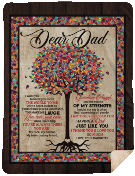 CubeBik Dear Dad I Want You to Know You Mean the World to Me Color Tree Fleece Blanket - Premium Sherpa Blanket