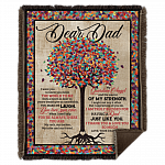 CubeBik Dear Dad I Want You to Know You Mean the World to Me Color Tree Fleece Blanket - Premium Sherpa Blanket