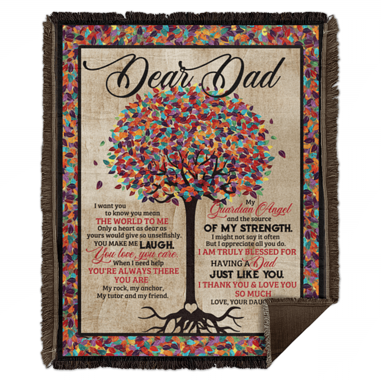 CubeBik Dear Dad I Want You to Know You Mean the World to Me Color Tree Fleece Blanket - Premium Sherpa Blanket
