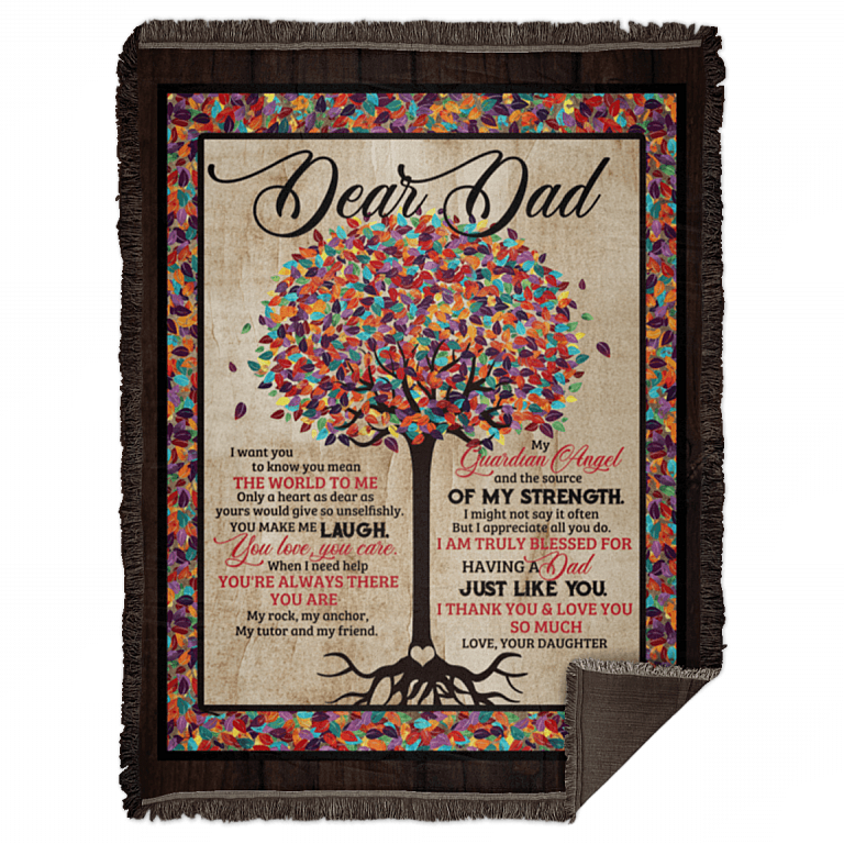 CubeBik Dear Dad I Want You to Know You Mean the World to Me Color Tree Fleece Blanket - Premium Sherpa Blanket