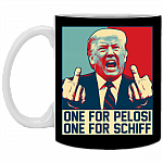 CubeBik One For Pelosi One For Schiff Funny Donald Trump Ceramic Coffee Mug - Beer Stein - Water Bottle