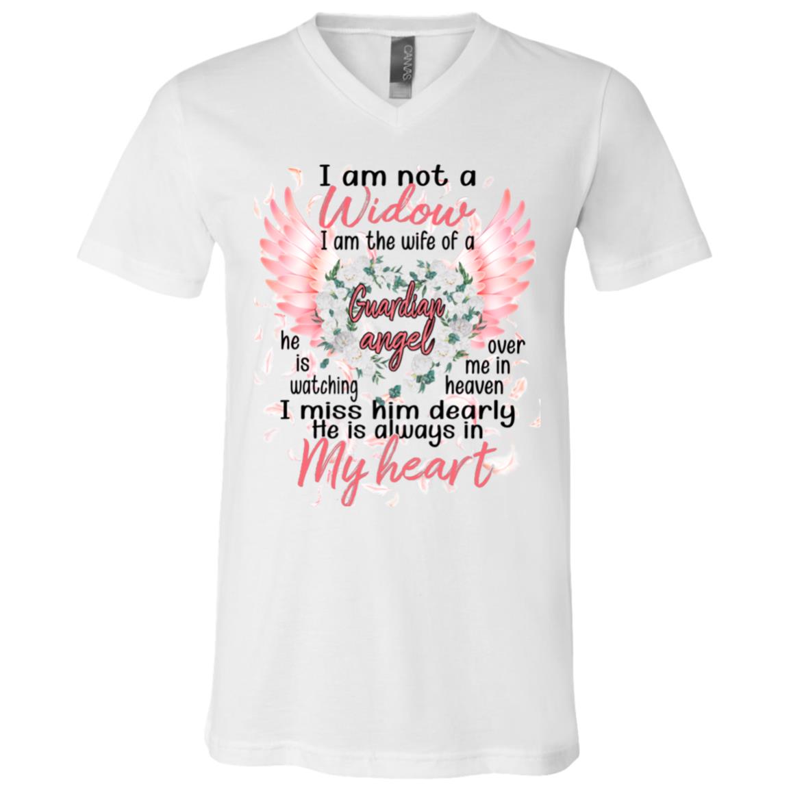 CubeBik I'm Not A Widow I Am The Wife Of A Guardian Angel He Is Watching Over Me In Heaven T-Shirt - V-Neck Tee