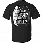 CubeBik Stalked By Demons Guarded By Angels Print On Back Only - Plain Front T-Shirt