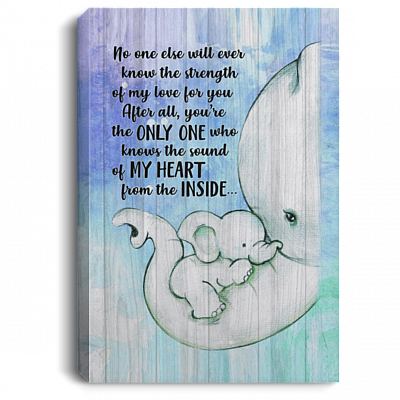 No One Else Will Ever Know The Strength of My Love Elephant Mother Heart Framed Canvas