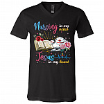 Nursing In My Veins Jesus In My Heart T-shirt - V-neck