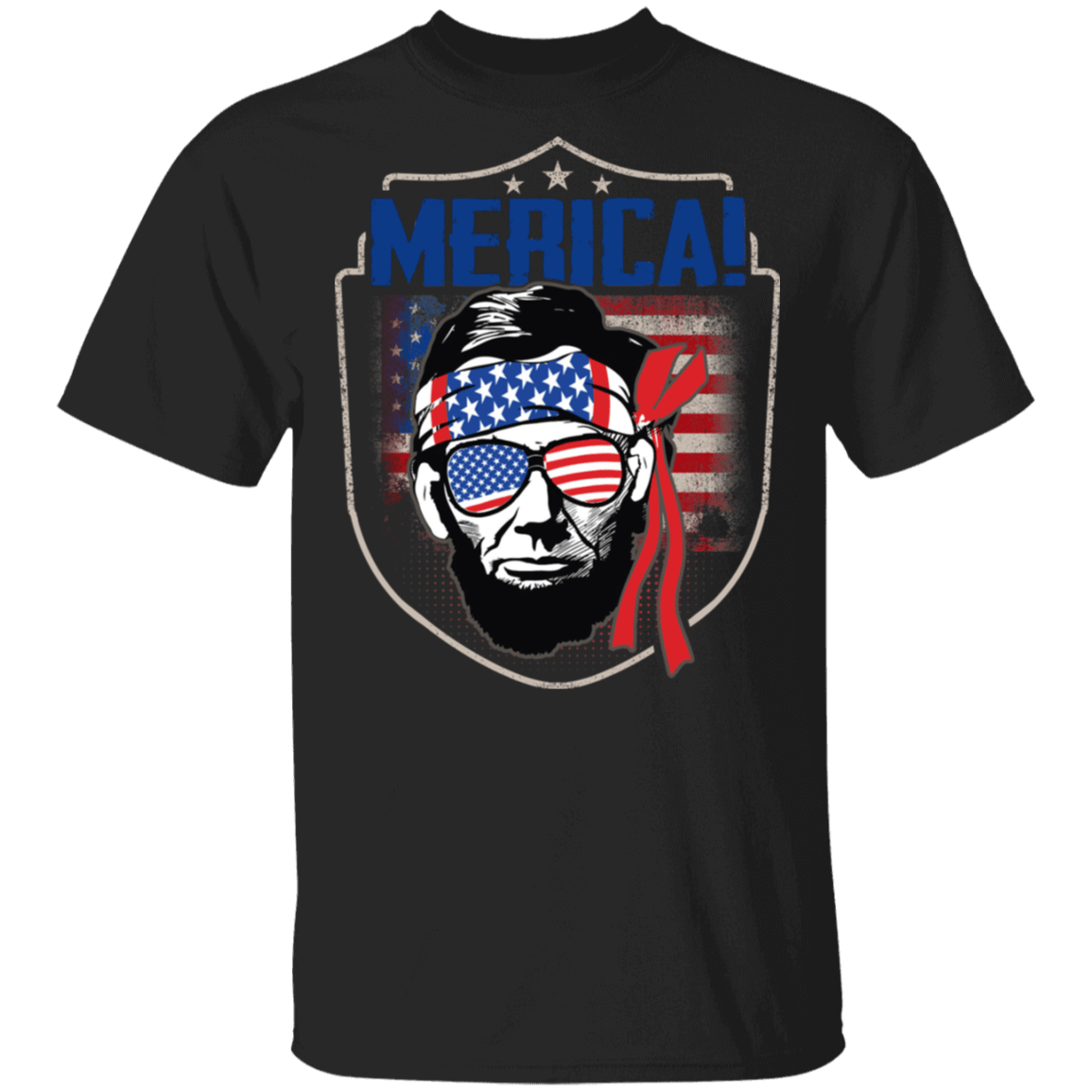 Murica Merica T Shirt Patriotic American Party USA Presidents Abraham Lincoln Shirt Independence Day Gifts, Black, Unisex T-Shirt